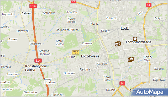 mapa Polesie gmina Łódź, Polesie gmina Łódź na mapie Targeo
