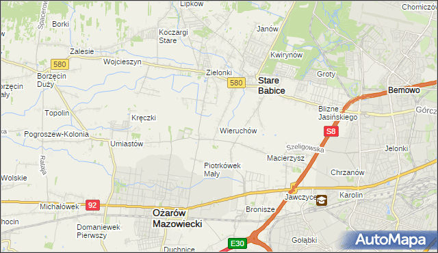 mapa Wieruchów, Wieruchów na mapie Targeo