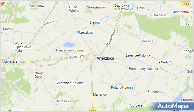 mapa Wierzbica powiat radomski, Wierzbica powiat radomski na mapie Targeo