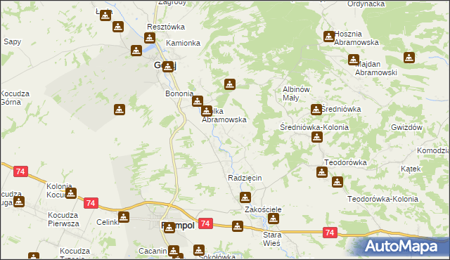 mapa Abramów gmina Goraj, Abramów gmina Goraj na mapie Targeo