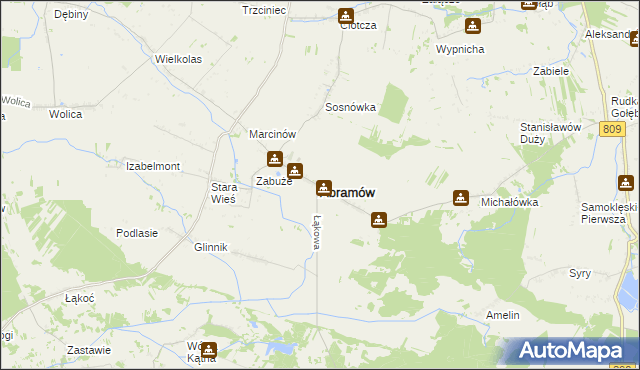 mapa Abramów powiat lubartowski, Abramów powiat lubartowski na mapie Targeo