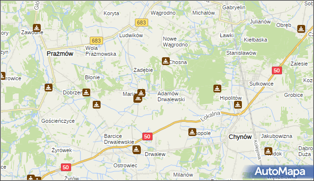 mapa Adamów Drwalewski, Adamów Drwalewski na mapie Targeo