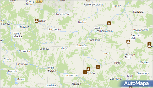 mapa Adamów gmina Dobre, Adamów gmina Dobre na mapie Targeo