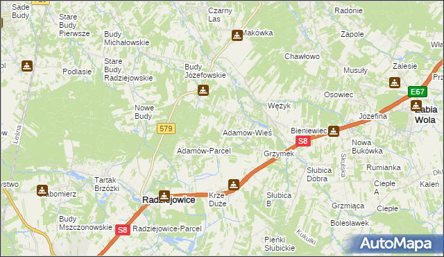 mapa Adamów-Wieś, Adamów-Wieś na mapie Targeo