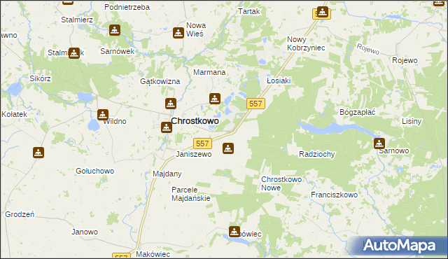 mapa Adamowo gmina Chrostkowo, Adamowo gmina Chrostkowo na mapie Targeo