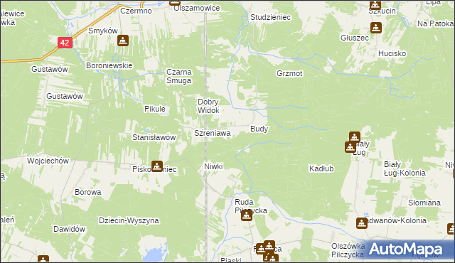 mapa Adelinów gmina Fałków, Adelinów gmina Fałków na mapie Targeo