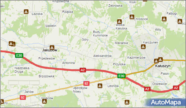 mapa Aleksandrów gmina Jakubów, Aleksandrów gmina Jakubów na mapie Targeo