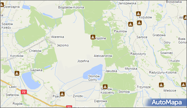 mapa Aleksandrów gmina Przykona, Aleksandrów gmina Przykona na mapie Targeo