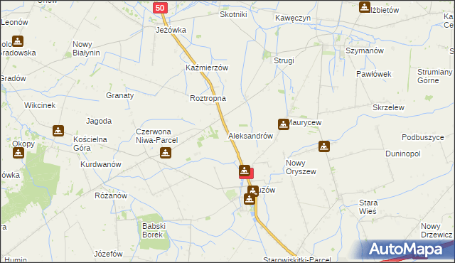 mapa Aleksandrów gmina Wiskitki, Aleksandrów gmina Wiskitki na mapie Targeo