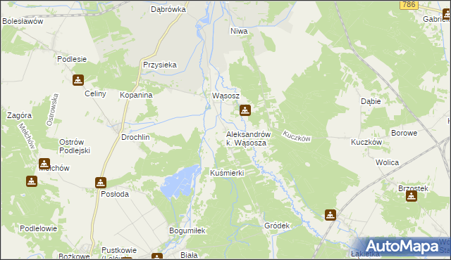 mapa Aleksandrów k. Wąsosza, Aleksandrów k. Wąsosza na mapie Targeo