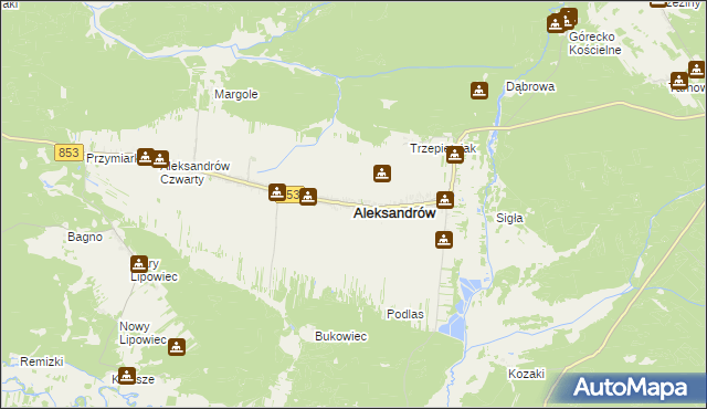 mapa Aleksandrów powiat biłgorajski, Aleksandrów powiat biłgorajski na mapie Targeo