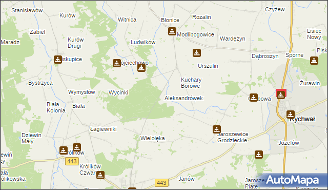 mapa Aleksandrówek gmina Grodziec, Aleksandrówek gmina Grodziec na mapie Targeo