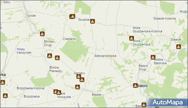 mapa Aleksandrówka gmina Batorz, Aleksandrówka gmina Batorz na mapie Targeo