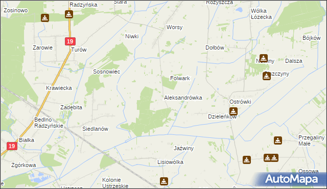 mapa Aleksandrówka gmina Drelów, Aleksandrówka gmina Drelów na mapie Targeo