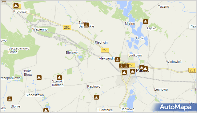 mapa Aleksandrowo gmina Barcin, Aleksandrowo gmina Barcin na mapie Targeo