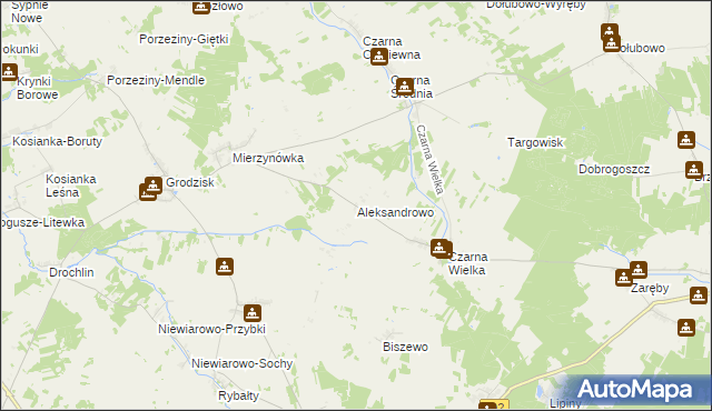 mapa Aleksandrowo gmina Grodzisk, Aleksandrowo gmina Grodzisk na mapie Targeo