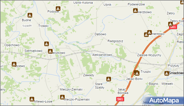 mapa Aleksandrowo gmina Troszyn, Aleksandrowo gmina Troszyn na mapie Targeo