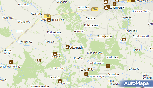 mapa Alfonsów gmina Wodzierady, Alfonsów gmina Wodzierady na mapie Targeo