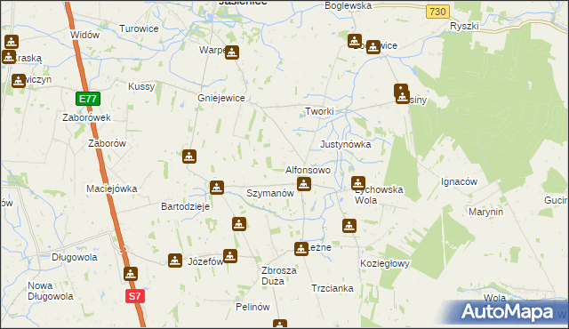 mapa Alfonsowo, Alfonsowo na mapie Targeo