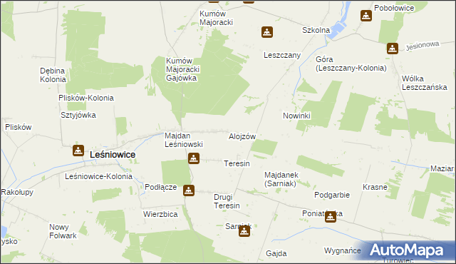 mapa Alojzów gmina Leśniowice, Alojzów gmina Leśniowice na mapie Targeo