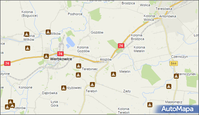 mapa Alojzów gmina Werbkowice, Alojzów gmina Werbkowice na mapie Targeo