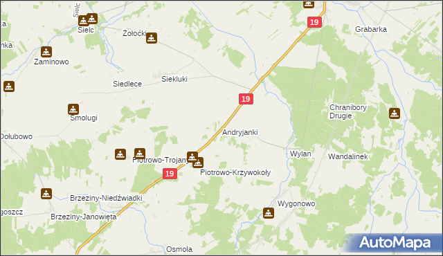 mapa Andryjanki, Andryjanki na mapie Targeo