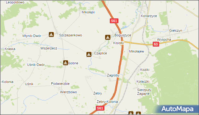 mapa Andrzejki, Andrzejki na mapie Targeo