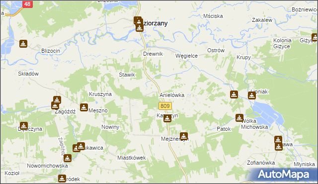 mapa Anielówka gmina Michów, Anielówka gmina Michów na mapie Targeo