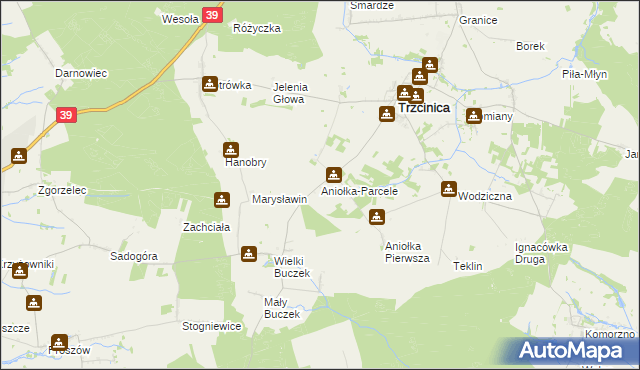 mapa Aniołka-Parcele, Aniołka-Parcele na mapie Targeo