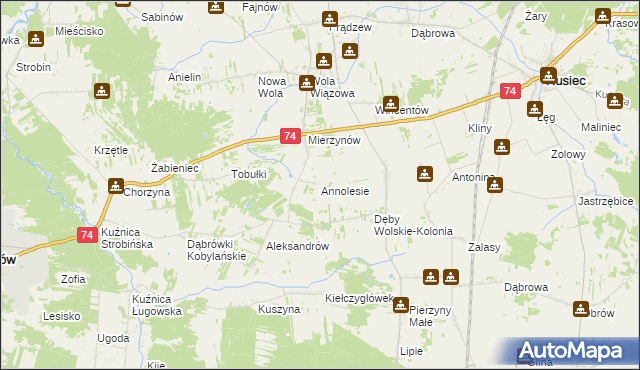 mapa Annolesie gmina Rusiec, Annolesie gmina Rusiec na mapie Targeo