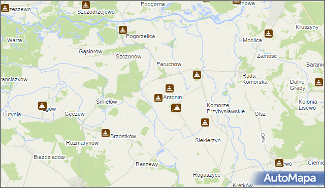 mapa Antonin gmina Żerków, Antonin gmina Żerków na mapie Targeo