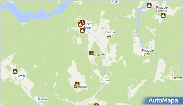 mapa Anuszewo, Anuszewo na mapie Targeo