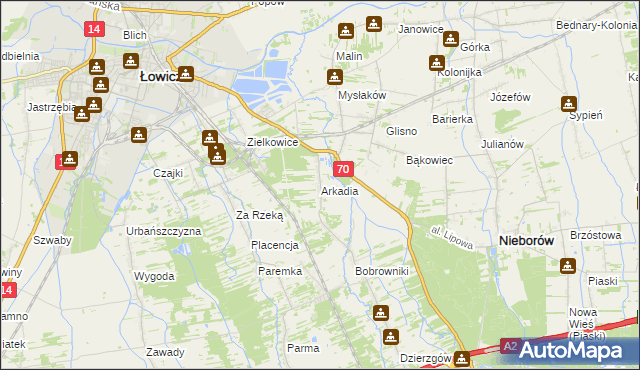 mapa Arkadia, Arkadia na mapie Targeo