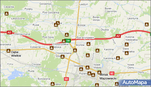 mapa Arynów, Arynów na mapie Targeo