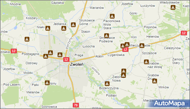 mapa Atalin, Atalin na mapie Targeo