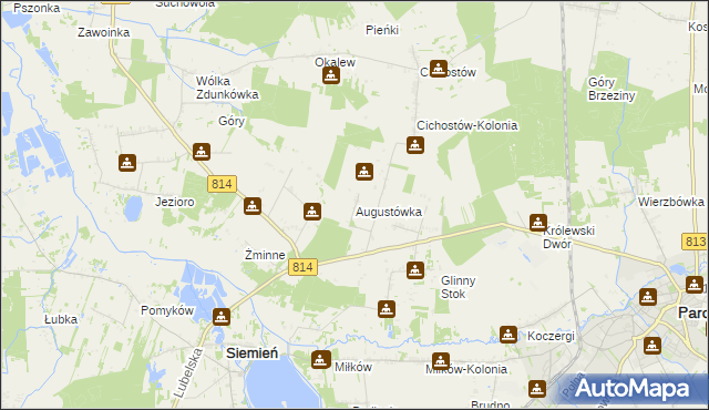 mapa Augustówka gmina Siemień, Augustówka gmina Siemień na mapie Targeo