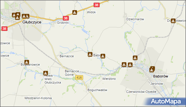 mapa Babice gmina Baborów, Babice gmina Baborów na mapie Targeo