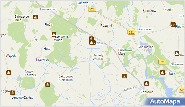 mapa Babięty Wielkie, Babięty Wielkie na mapie Targeo