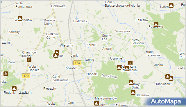 mapa Babiniec gmina Zadzim, Babiniec gmina Zadzim na mapie Targeo