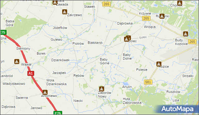 mapa Baby Górne, Baby Górne na mapie Targeo