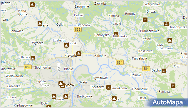 mapa Bachórz gmina Dynów, Bachórz gmina Dynów na mapie Targeo