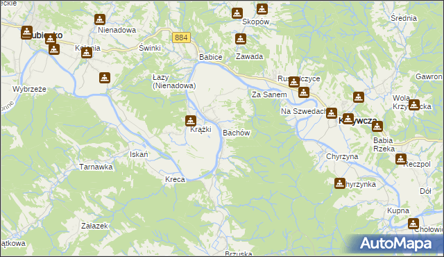 mapa Bachów, Bachów na mapie Targeo