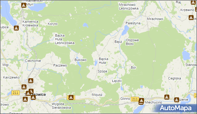 mapa Bącka Huta, Bącka Huta na mapie Targeo