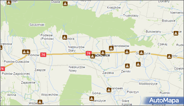 mapa Baćkowice, Baćkowice na mapie Targeo