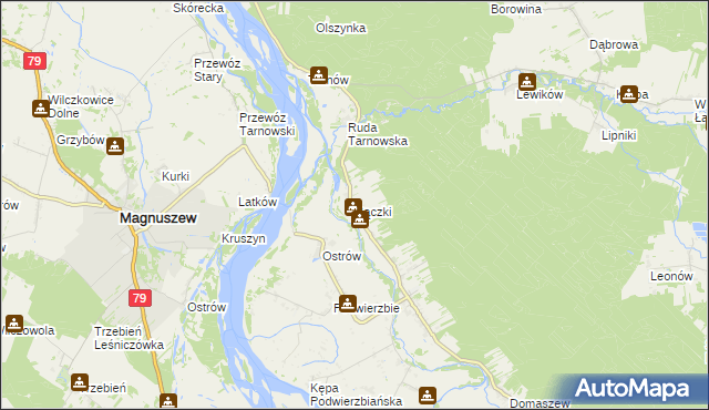 mapa Bączki gmina Maciejowice, Bączki gmina Maciejowice na mapie Targeo