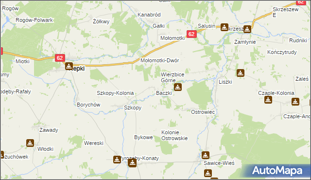 mapa Baczki gmina Repki, Baczki gmina Repki na mapie Targeo