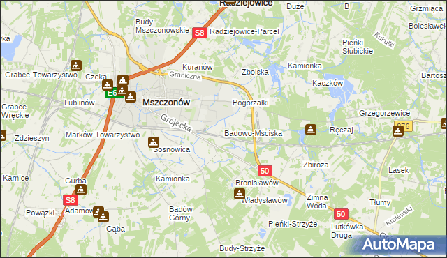 mapa Badowo-Mściska, Badowo-Mściska na mapie Targeo