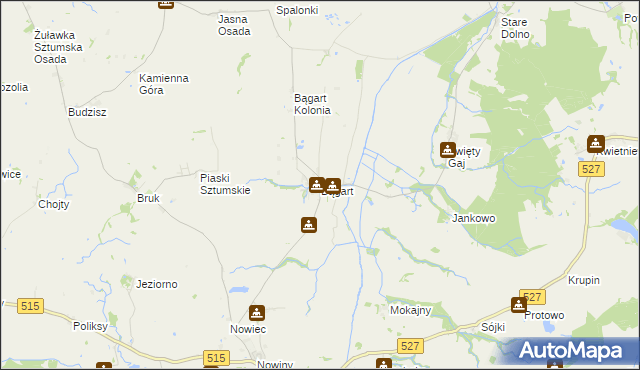 mapa Bągart gmina Dzierzgoń, Bągart gmina Dzierzgoń na mapie Targeo