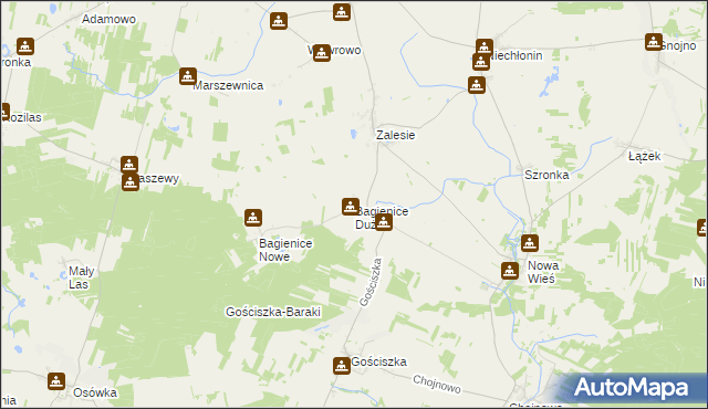 mapa Bagienice Duże, Bagienice Duże na mapie Targeo