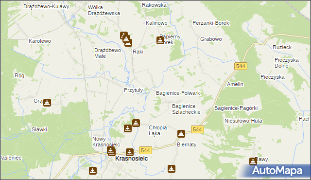 mapa Bagienice-Folwark, Bagienice-Folwark na mapie Targeo